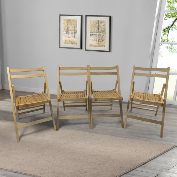 Furniture Slatted Wood Folding Special Event Chair - Wood, Set of 4 ，FOLDING CHAIR, FOLDABLE STYLE image