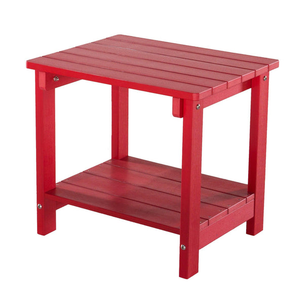 Key West Weather Resistant Outdoor Indoor Plastic Wood End Table, Patio Rectangular Side table, Small table for Deck, Backyards, Lawns, Poolside, and Beaches, Red image