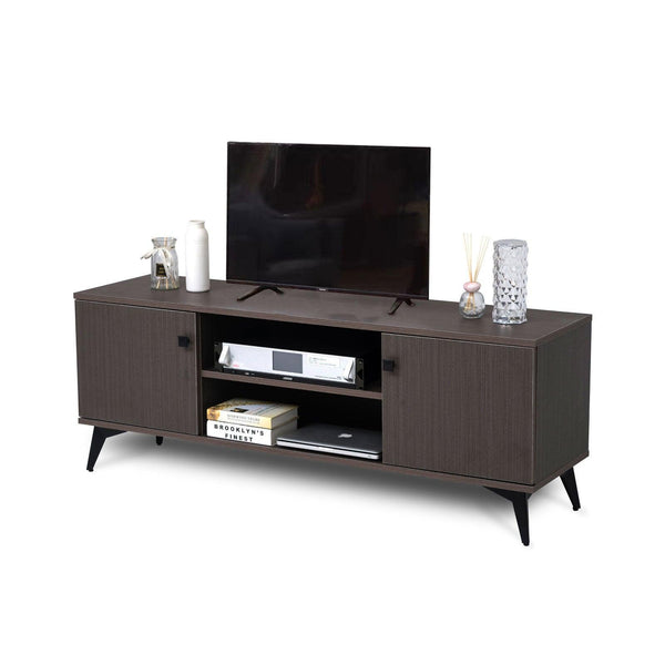 Mid-CenturyModern TV Stand for up to 58 inch TV Television Stands with Cabinet WoodStorage TV Console Table, Retro Media Entertainment Center for Living Room, Rustic Brown image