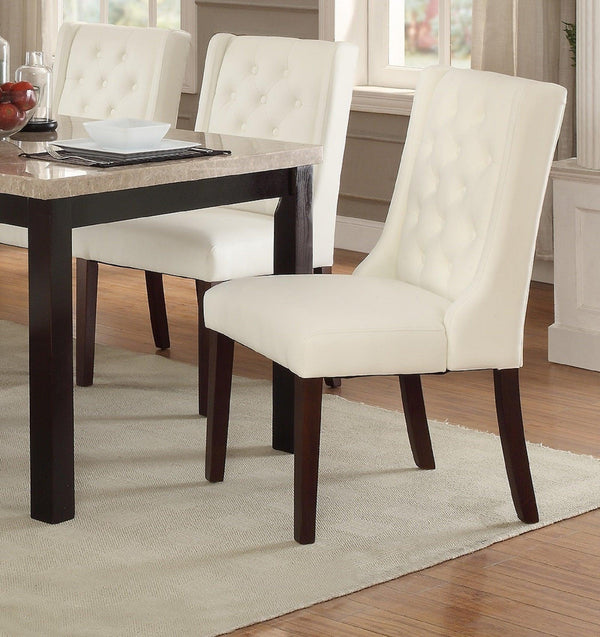 Modern Faux Leather White Tufted Set of 2 Chairs Dining Seat Chair image