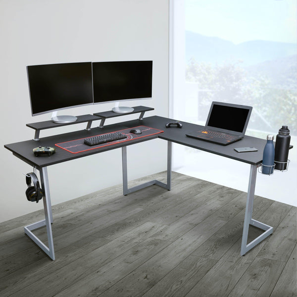 Techni Sport Warrior L-Shaped Gaming Desk, Black image