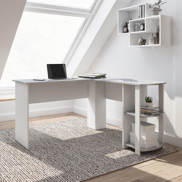 Techni MobiliModern L-Shaped Desk with Side Shelves, Grey image