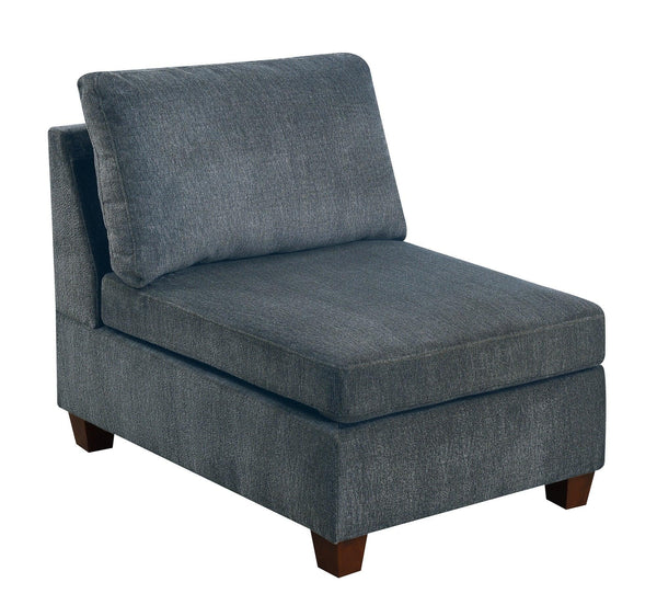 1pc ARMLESS CHAIR ONLY Grey Chenille Fabric Modular Armless Chair Cushion Seat Living Room Furniture image