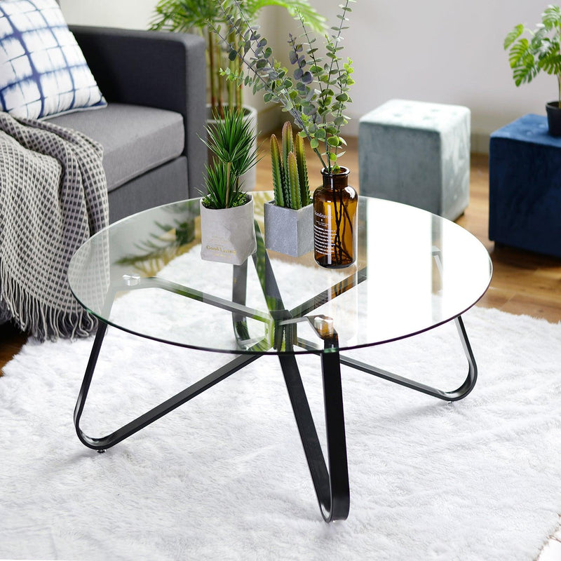 Glass coffee table black legs 2025