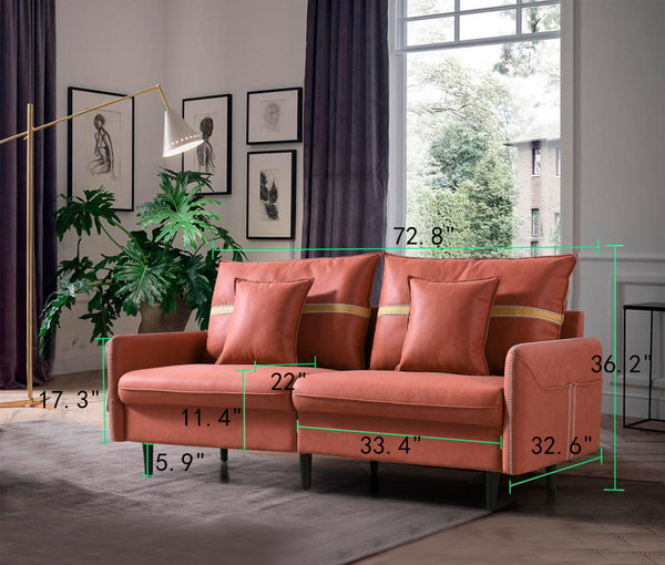 3-Seat Sofa Couch, Mid-Century  Tufted Love Seat for Living Room, Bedroom, Bedroom,  2 Pillows Included,
three-seater sofa image