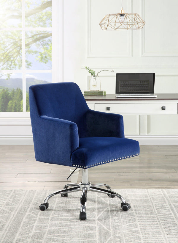 ACME Trenerry Office Chair in Blue Velvet & Chrome Finish OF00117 image