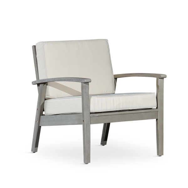Deep Seat Eucalyptus Chair, Driftwood Gray Finish, Sand Cushions image