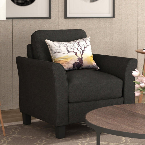 Living Room Furniture Armrest Single Sofa (Black) image
