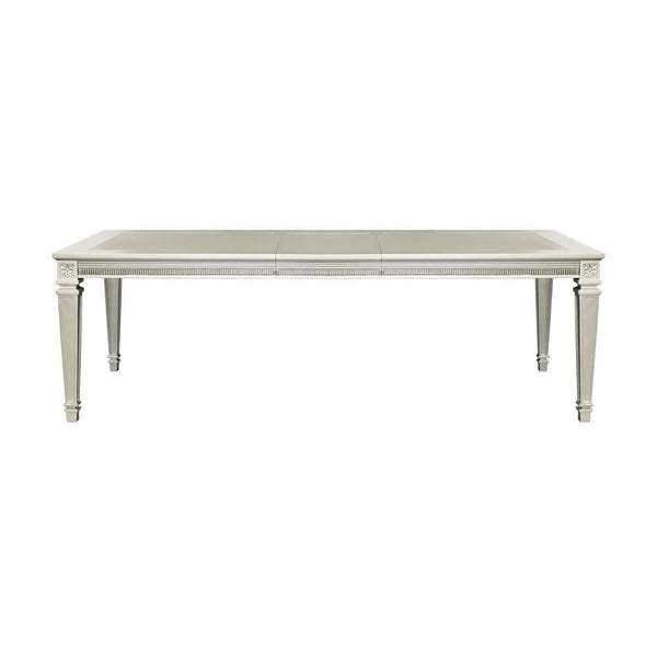 Modern Glam Design 1pc Dining Table with Extension Leaf Silver Finish Acrylic Inset Framing Dining Room Furniture image