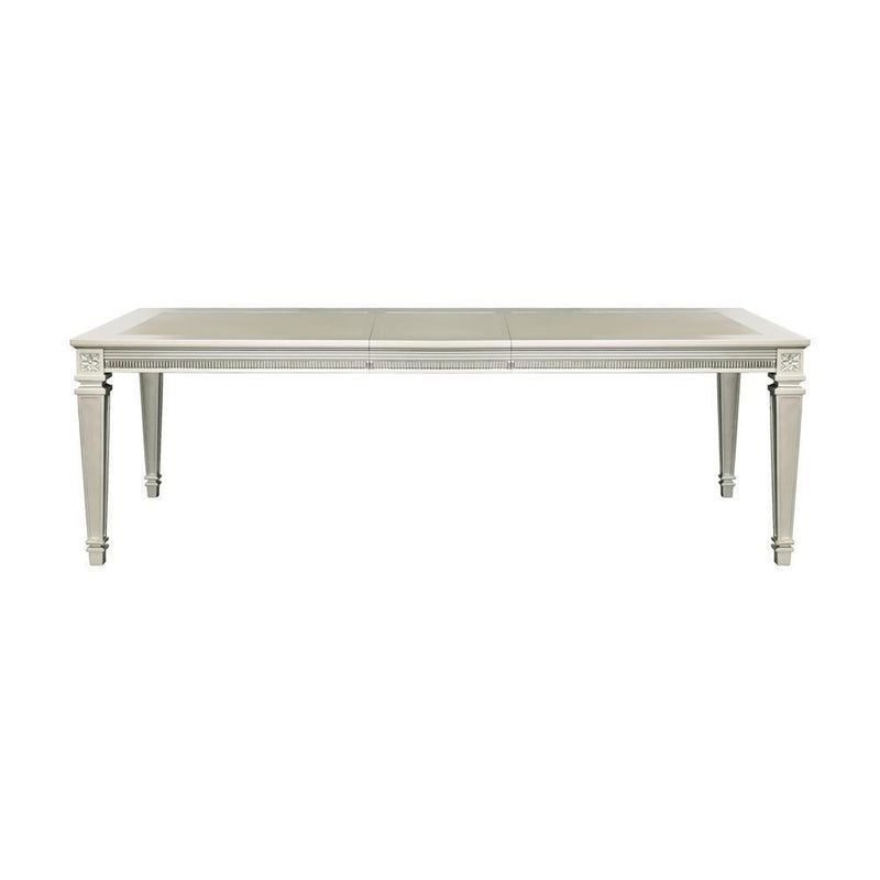 Modern Glam Design 1pc Dining Table with Extension Leaf Silver Finish Acrylic Inset Framing Dining Room Furniture image