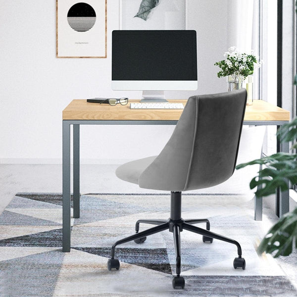 Velvet Upholstered Task Chair/ Home Office Chair - Grey image