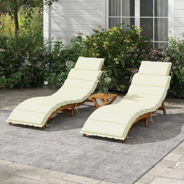 Pierus 71.6" Long Acacia Chaise Lounge Set with Cushions and Table image