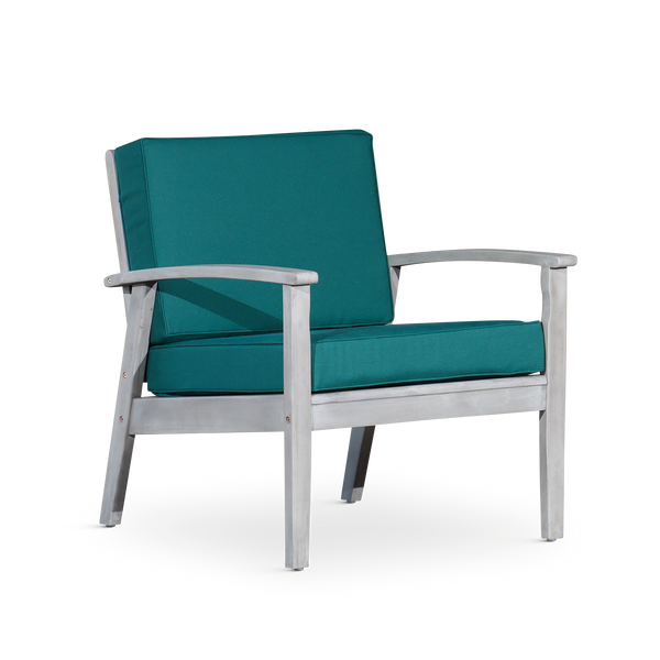 Deep Seat Eucalyptus Chair, Silver Gray Finish, Dark Green Cushions image