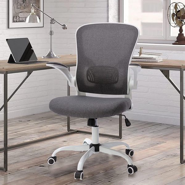 Office Chair Mesh High Back Computer Chair Height Adjustable Swivel Desk Chairs with Wheels,Adjustable Armrest Backrest,Gray image
