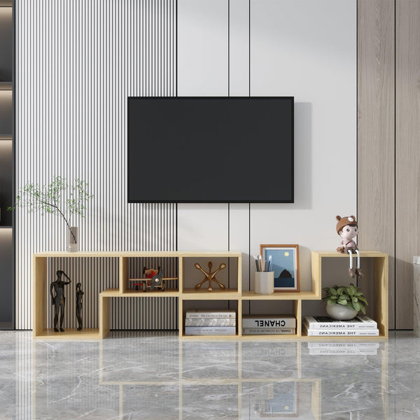 Double L-Shaped Oak TV Stand，Display Shelf ，Bookcase for Home Furniture,OAK image