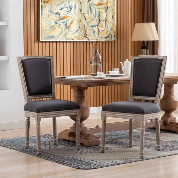 Upholstered Fabrice French Dining Chair,Set of 2,Dark Gray image