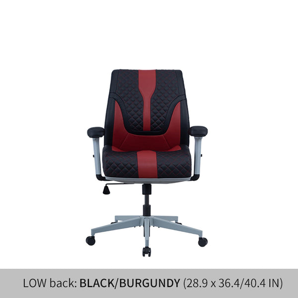Office Desk Chair, Air Cushion Low Back Ergonomic Managerial Executive Chairs, Headrest and Lumbar Support Desk Chairs with Wheels and Armrest, Black/Burgundy image