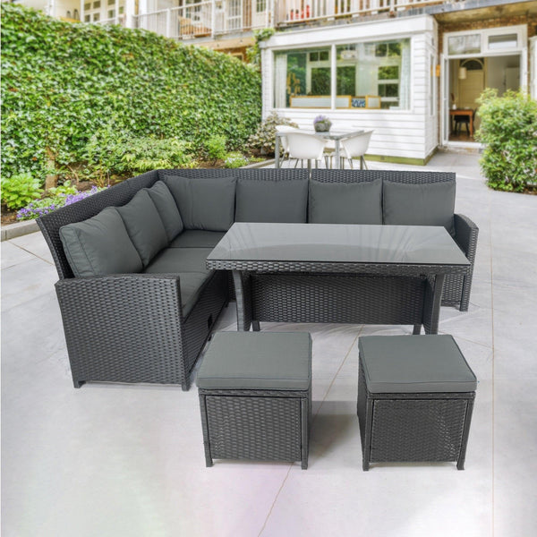6 Pieces PE Rattan sectional Outdoor Furniture Cushioned Sofa Set with 2Storage Under Seat image