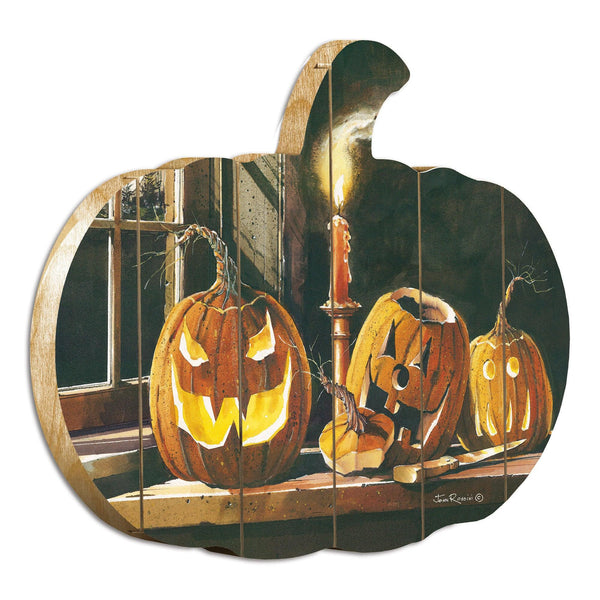 "The Carving Table" By Artisan John Rossini Printed on Wooden Pumpkin Wall Art image