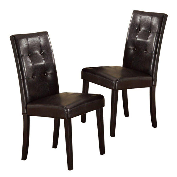 Set of 2 Chairs Breakfast Dining Dark Brown PU / Faux Leather Tufted Upholstered Chair image