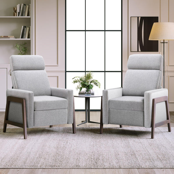 Set of Two Wood-Framed Upholstered Recliner Chair Adjustable Home Theater Seating with Thick Seat Cushion and BackrestModern Living Room Recliners,Gray image