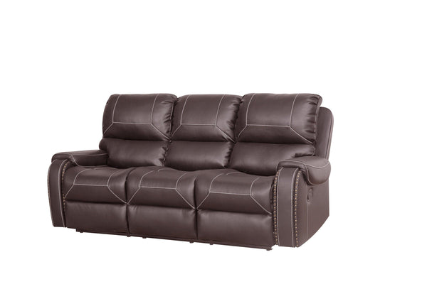 Faux Leather Reclining Sofa Couch 3 Seater for Living Room Brown image