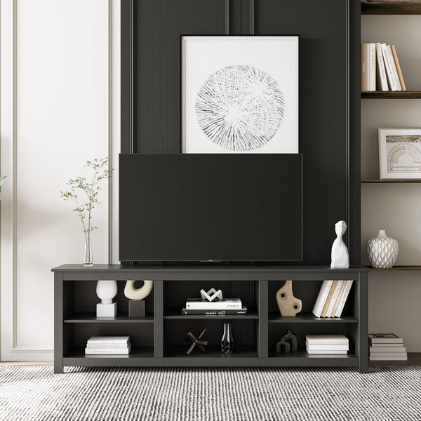 Living room TV stand furniture with 6Storage compartments and 1 shelf cabinet, high-quality particle board image