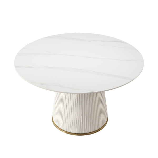53 inch Round sintered stone carrara white dining table image