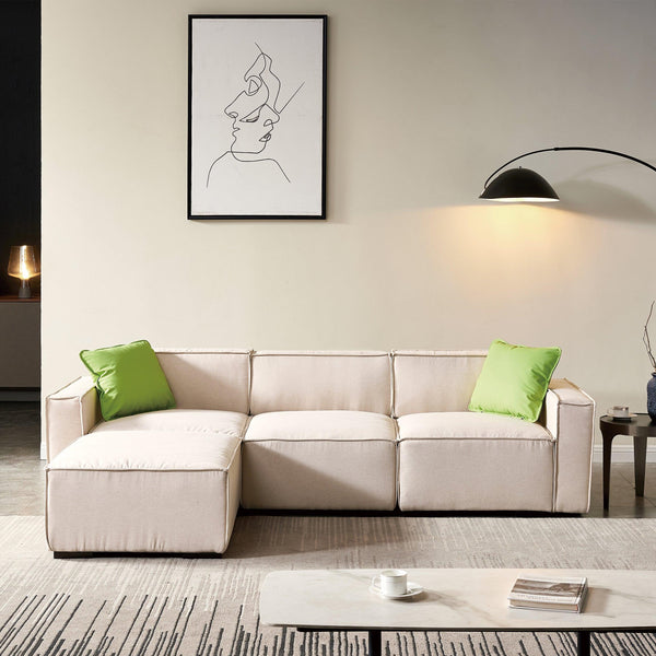 Modular Sofa L Shape with Convertible Ottoman Chaise(Beige) image