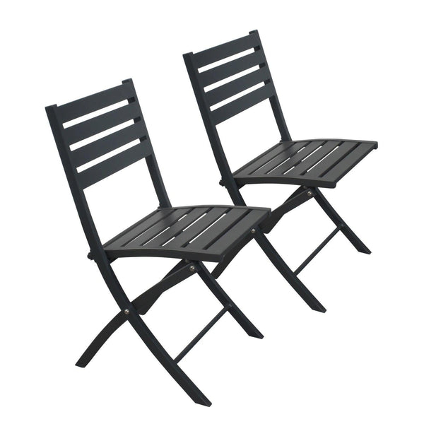 2PCS Outdoor Indoor Folding Chairs Aluminum Patio Dining Chairs, Grey image