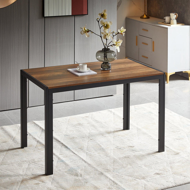 Modern Minimalist Style Dining Table MDF wooden Top Black Metal Shelf Metal Dining Room Kitchen restaurant dining Table