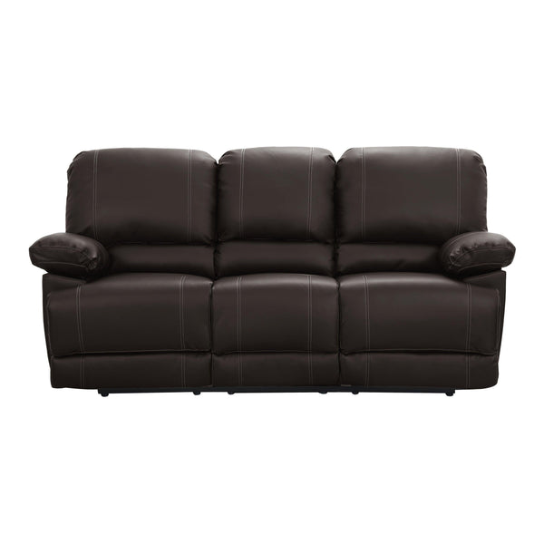 Dark Brown Double Reclining 1pc Sofa with Center Drop-Down Cup Holder Comfortable Plush Seating Solid Wood Plywood Furniture image