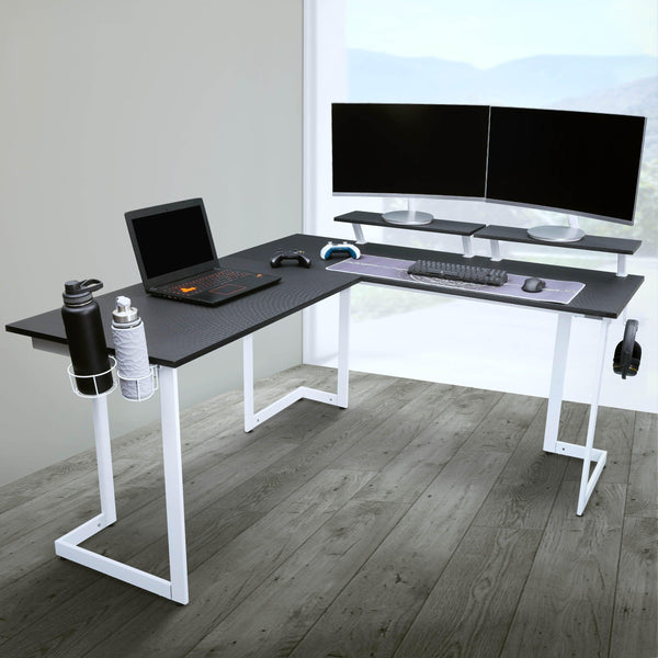 Techni Sport Warrior L-Shaped Gaming Desk, White image