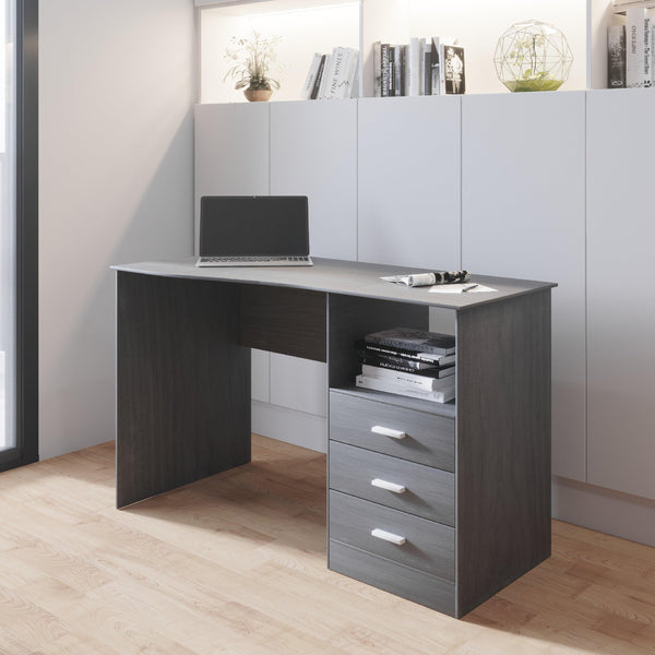 Techni Mobili Classic Computer Desk with Multiple Drawers, Grey image