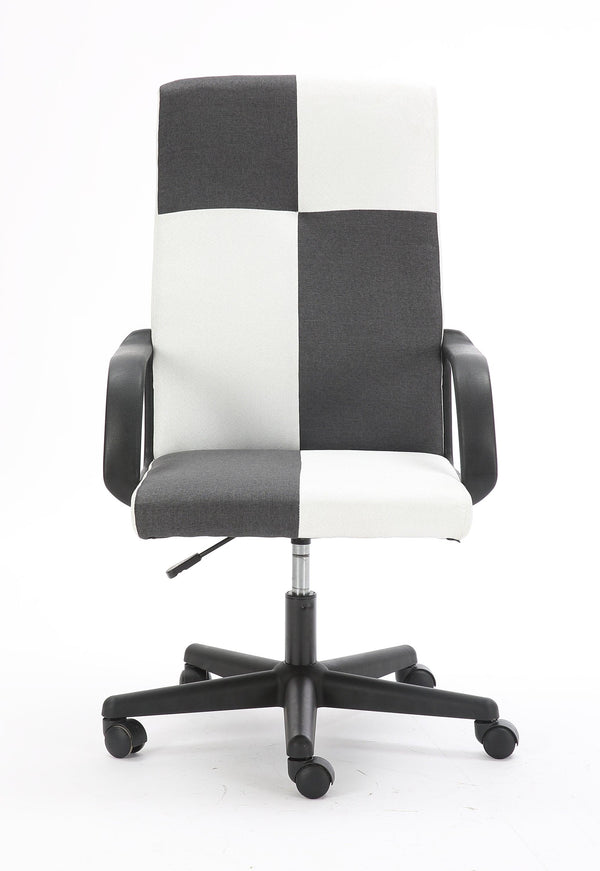 Chessboard office chair, office chair with adjustable backrest armrest, suitable for office, dormitory and study (black and white) image