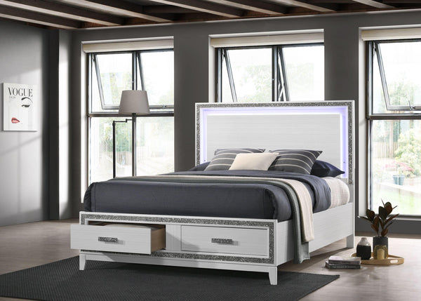ACME Haiden QUEEN BED W/STORAGE LED & White Finish BD01425Q image