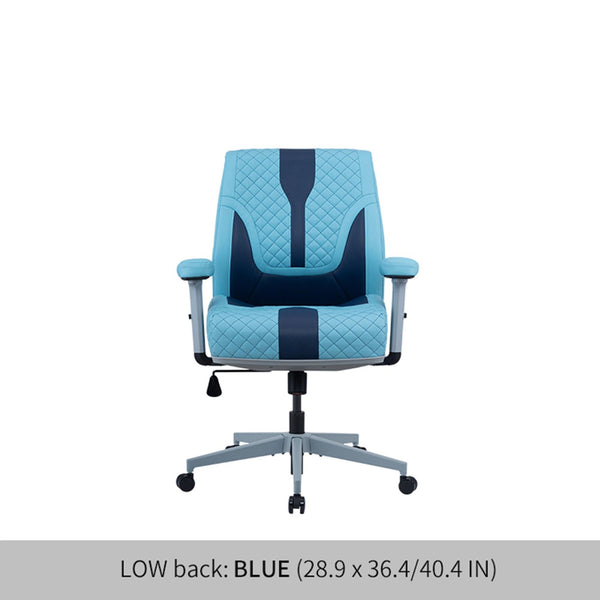 Office Desk Chair, Air Cushion Low Back Ergonomic Managerial Executive Chairs, Headrest and Lumbar Support Desk Chairs with Wheels and Armrest, Blue/Grey image