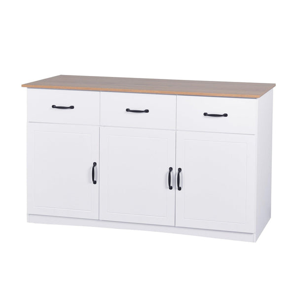 White Buffet Cabinet withStorage, Kitchen Sideboard with 3 Doors and 3 Drawers, Coffee Bar Cabinet,Storage Cabinet Console Table for Living Room image