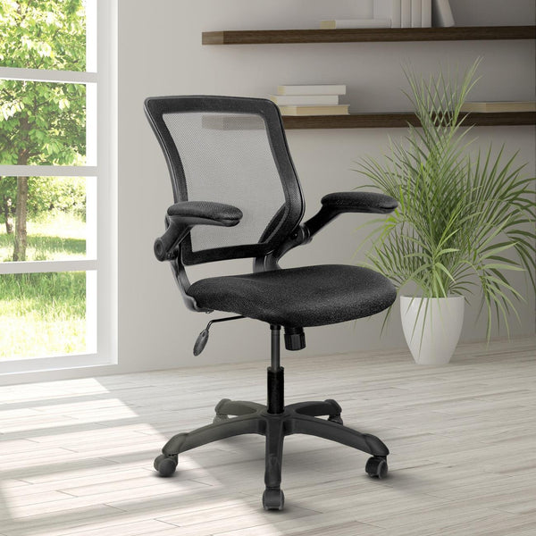 Techni Mobili Mesh Task Office Chair with Flip-Up Arms, Black image