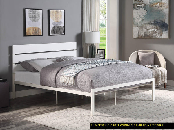 White Metal Frame Full Size Bed 1pc Casual Style Bedroom Furniture image
