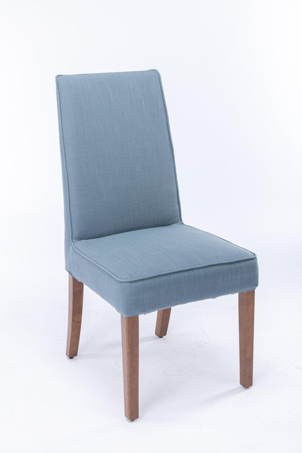 Cover Removable Interchangeable and Washable Blue Linen Upholstered Parsons Chair with Solid Wood Legs 2 PCS image