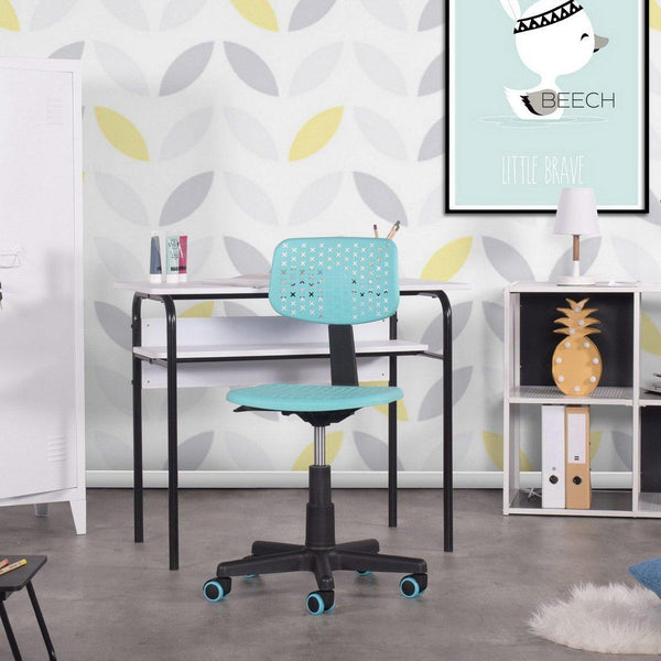 Plastic Children Student Chair; Low-Back Armless Adjustable Swivel Ergonomic Home Office Student Computer Desk Chair; Hollow Star - MINT GREEN image