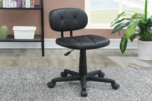 Modern 1pc Office Chair Black Tufted Design Upholstered Chairs with wheels image