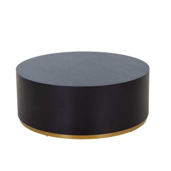 Round Coffee Table side Table for Living Room Fully Assembled Black image