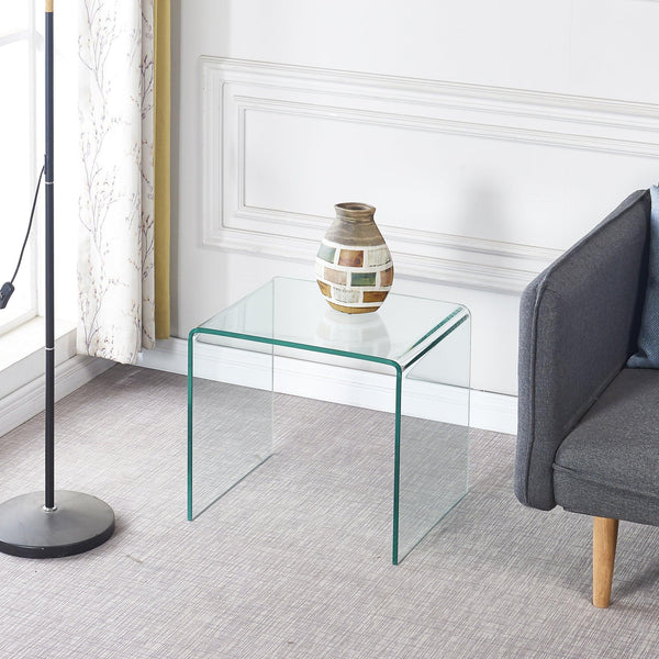 Small Clear Glass Side & End Table, Tempered Glass End Table Small Coffee Table image