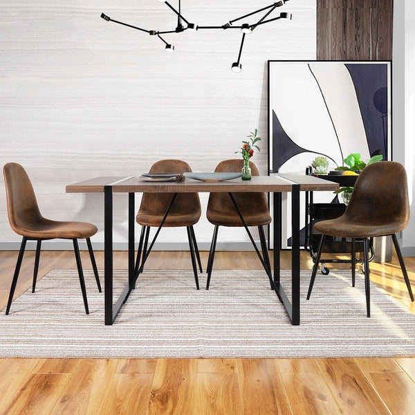 55.1"W x 31.5"D x 29.9"H Industrial Rectangular Dining Table, Walnut & Black image