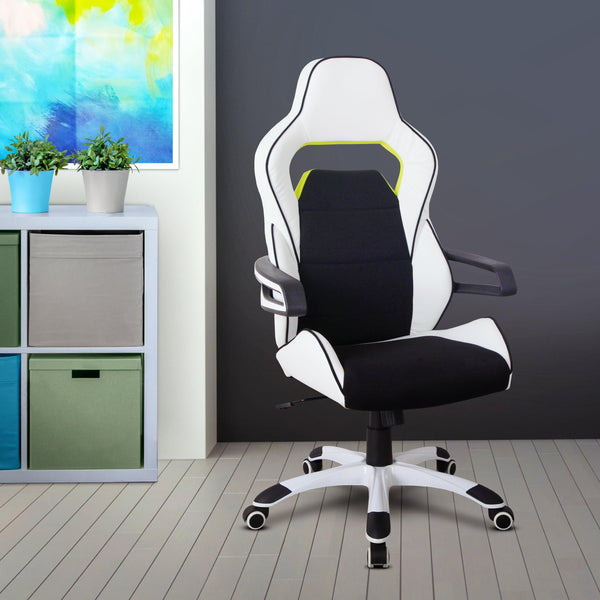 Techni Mobili Ergonomic Essential Racing Style Home & Office Chair, White image