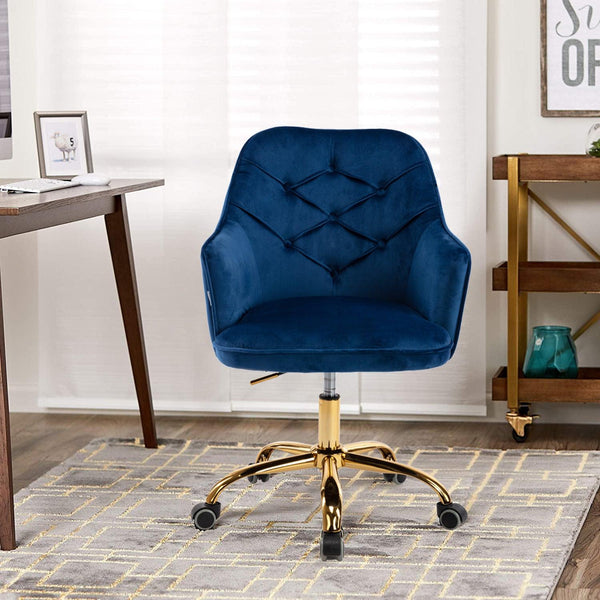 Velvet Swivel Shell Chair for Living Room ,Office chair ,Modern Leisure Arm Chair Navy image