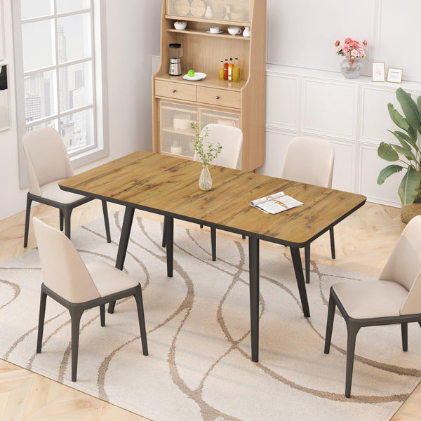 Modern Square Functional Dining Table for Dining Room，Industrial Style，Easy Assembly，Oak image