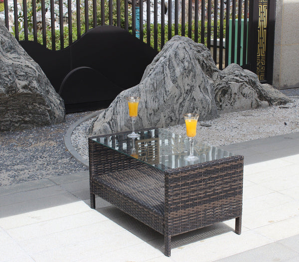 Outdoor patio Furniture  Coffee Table with clear tempered glass image